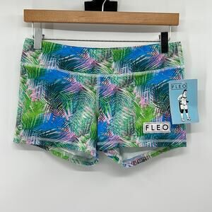 Fleo Superbad Tropical Palm Leaves Shorts - Blue/Green/Pink - Medium - NWT